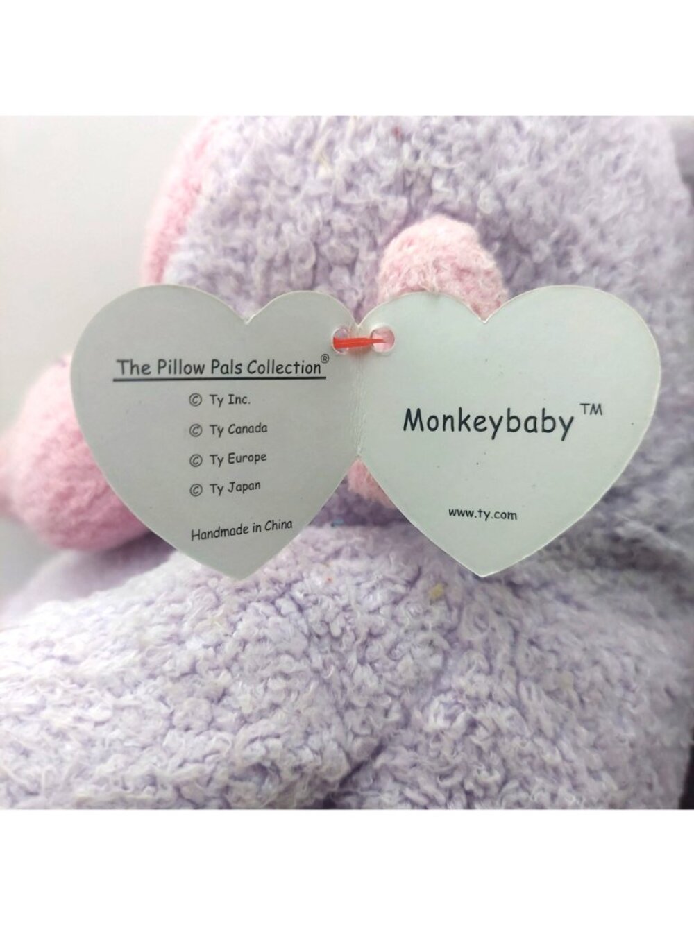 Ty Baby Pillow Pals Monkeybaby Plush Toy Rattles Purple Pink Stuffed Monkey 1999 - Picture 3 of 8